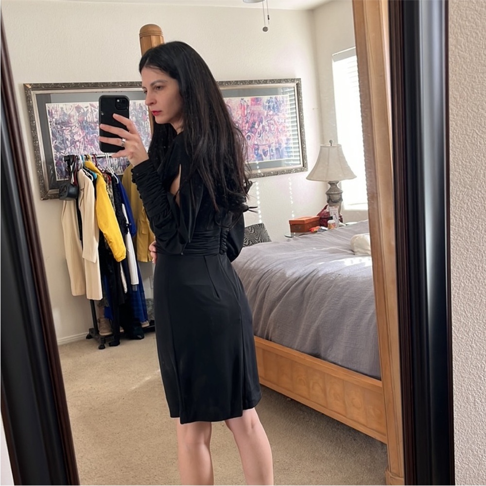 Faviana Glamour Black dress size 2 long sleeve - Picture 8 of 10